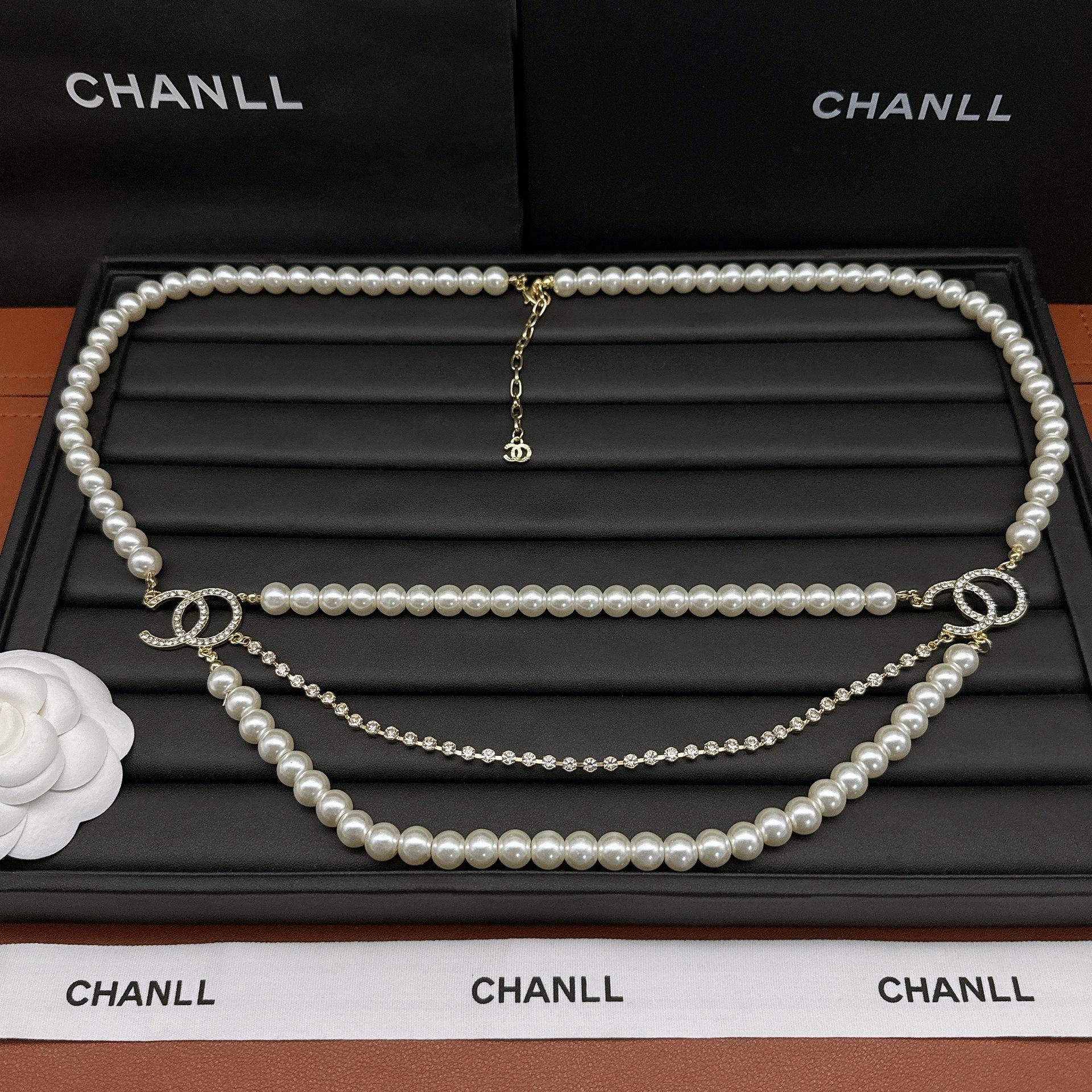 Elegant Multi-layer Pearl Rhinestone Waist Chain for Women золотой