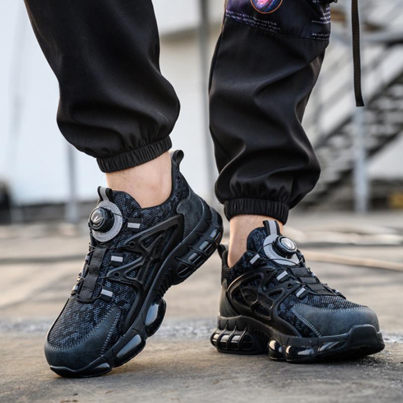 Fashion Rotating Button Safety Shoes Men Steel Toe Shoes Anti-smash Indestructible Protective Sneakers Puncture Proof Work Safety Boots
