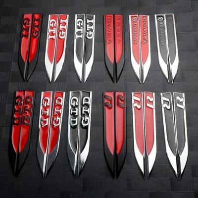 1 Pair 3D Metal R Logo Emblem Car Body Stickers Decals For VW Golf 3 4 5 8 Polo MK8 GTI GTD R Tiguan Mk7 Jetta Auto Accessories