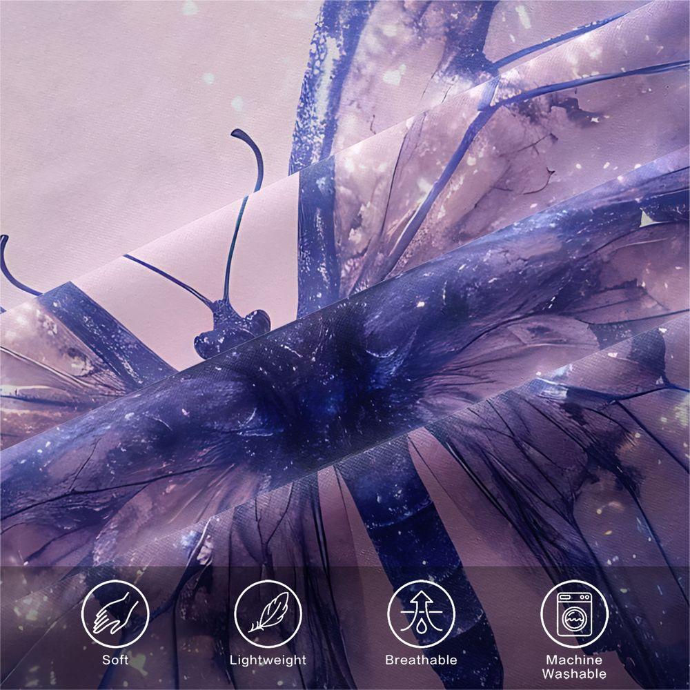 Blue Butterfly Print Duvet Cover Set(1 Duvet Cover & 1/2 Pillowcase) Aesthetic Galaxy Bedding Set For Bedroom Decor