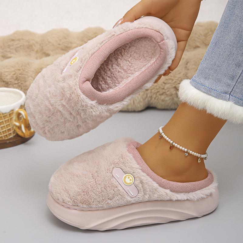 Fashion Winter Thick Sole Cotton Slippers Women Comfort Sole Sole Non Slip House Slippers Woman Inndor Warm Plush Platform Slides Shoes