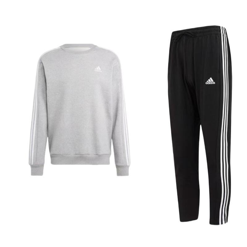 

Adidas Толстовка с круглым вырезом и длинными рукавами из флиса с тремя полосками, зауженные длинные брюки, повседневный спортивный комплект для мужчин, толстовка, брюки IC0044+IJ6470 XXL