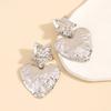 Women Fashion European American Retro Heart Dangle Earrings Star Irregular Tin Foil Surface Creative Punk Elegant Ear Jewelry