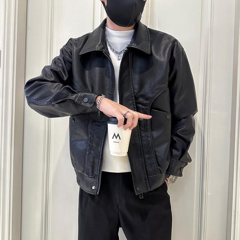 Melanoid Men's Trendy Heavyweight PU Leather Motorcycle Jacket 2025 - New Autumn Style