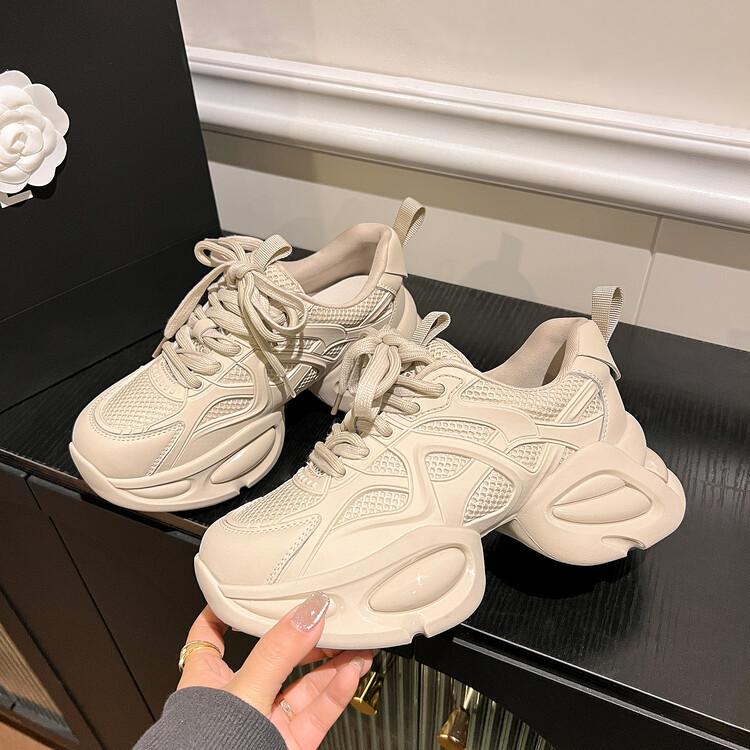 2025 Spring and Autumn New Comfortable and Versatile Feet Small Leather Platform Dad Shoes Sports and Leisure Shoes