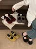 Retro Mori one-word buckle with grandma shoes for women's 2025 new cute round head Mary Jane flat shoes