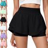 Hohe zweiseitige Sportshorts für Damen Dehnbar Schnelltrocknend Laufen Workout Yoga Skorts mit breitem Bund