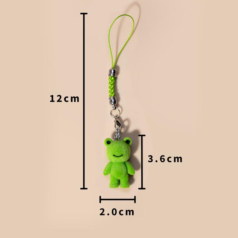 Cute Cartoon Frog Phone Lanyard Flocking Frog Phone Chain Keychain Lovely Animal Key Pendant Backpack Ornament Couple Gifts