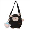 Sheep Cartoon Canvas Crossbody Bag For Teens Soft Material Daily Outfit Shoulder