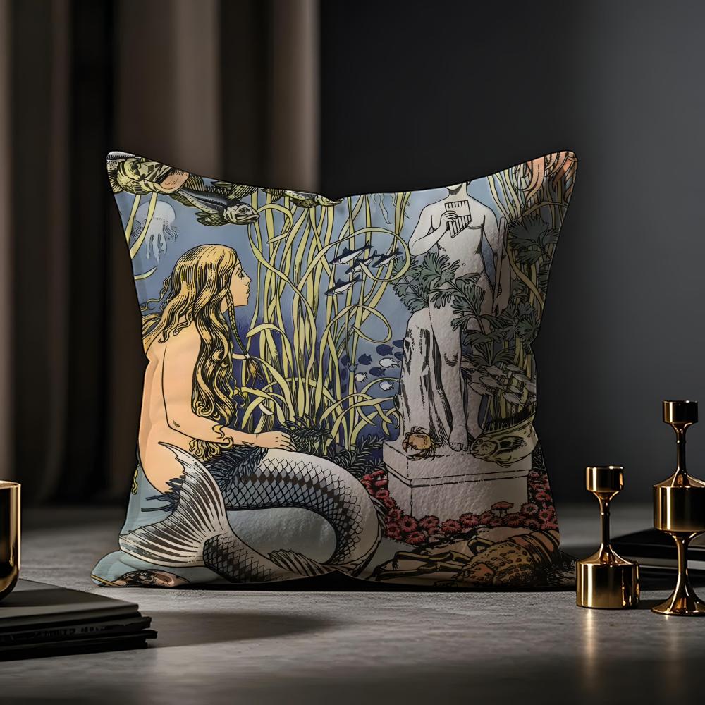 Slavic Mythology And Folk Tales Cushion Cover Anti-dustmite Pillowcase Invisible Zipper Silky Short Plush Sofa Cushion Cover