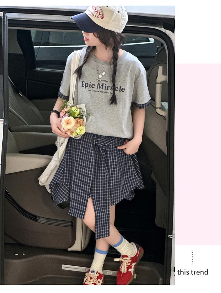 Girls' short sleeved skirt and pants set for summer 2026, new children's Korean style outfit, stylish little girls' summer two-piece set