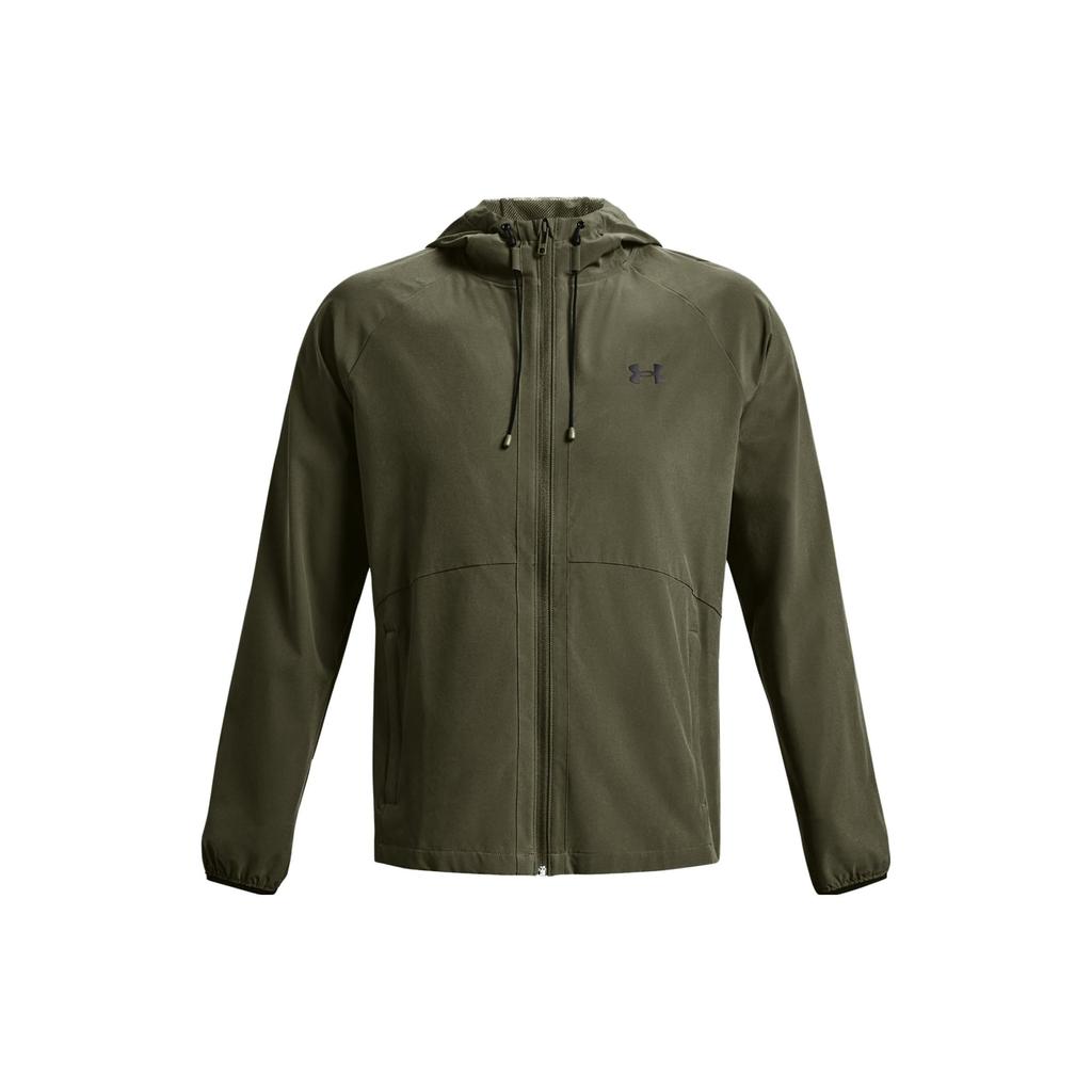 Under Armour Solid Color Hooded Zip-Up Long Sleeve Jacket Men Jacket Olive-Green 1377171-390