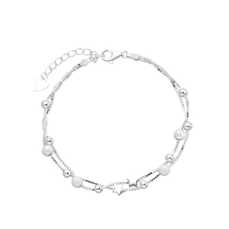 S925 Sterling Silver Starry Sky Double Layer Bracelet - Women's Elegant Light Luxury Jewelry
