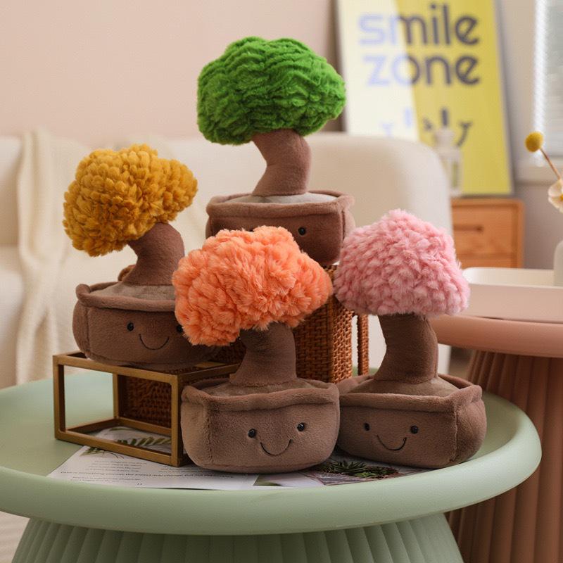 Creative Plush Money Tree Ornament - Green Potted Plant Doll for Living Room