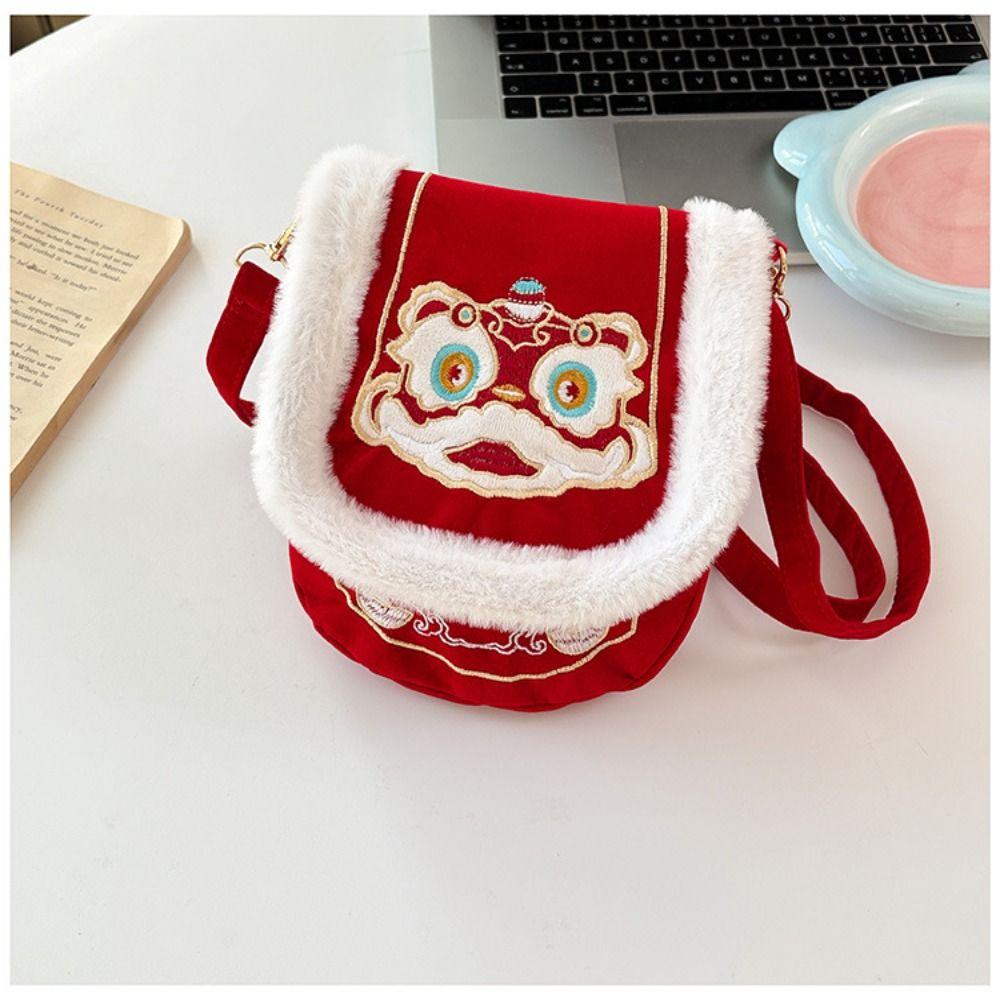 Chinese Style 2026 Red Envelope Lion Dance Children's Money Bag Childrens Gift
