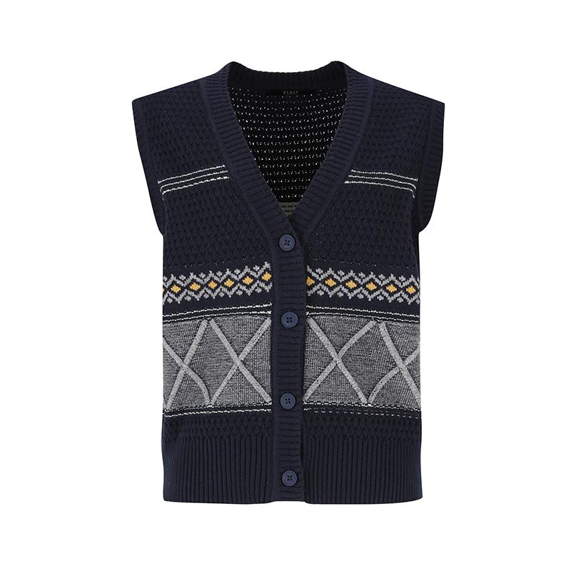 VISITINNEWYORK Jacquard Point Knit Vest (Va1Vk10)
