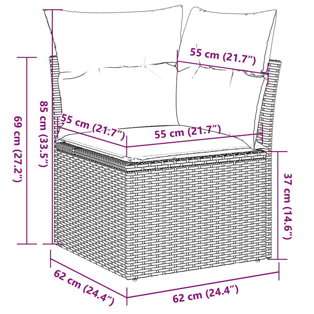 6 Piece Outdoor Sofa Set with Cushions Grey Poly Rattan & Acacia Wood