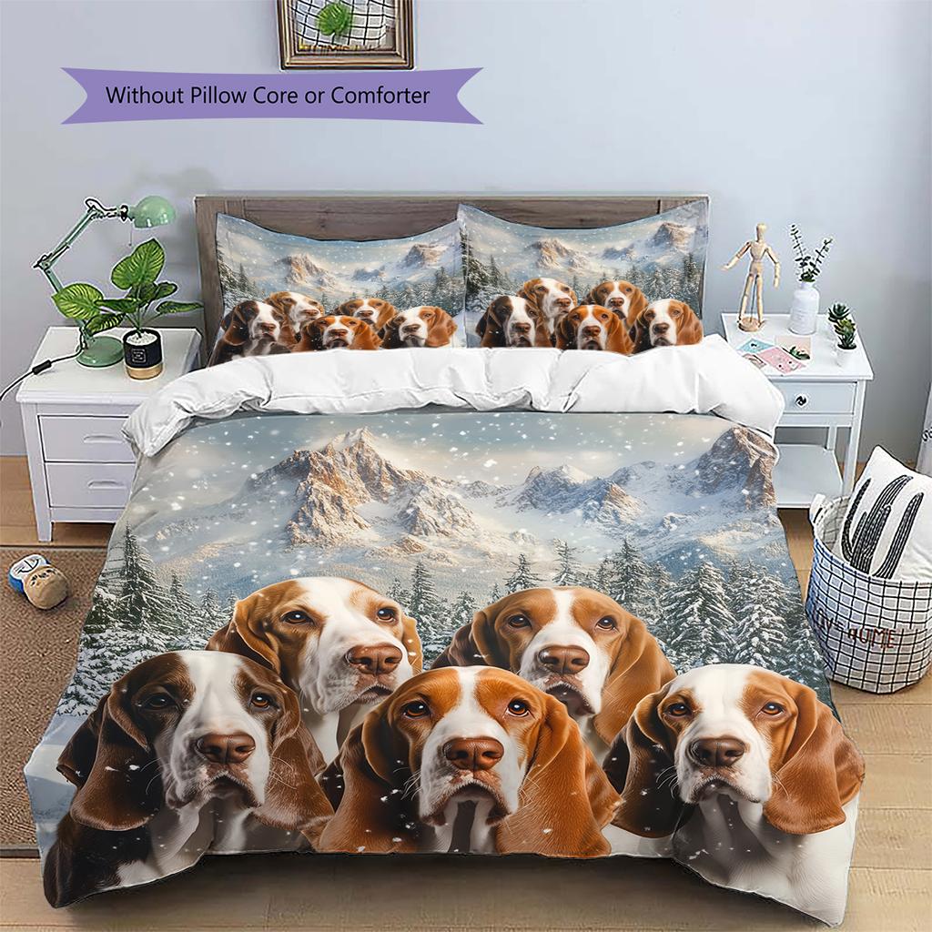 Basset Hound Pattern Bedding Home Decoration Birthday Gift (1 * Duvet Cover + 2 * Pillowcase, Without Core)