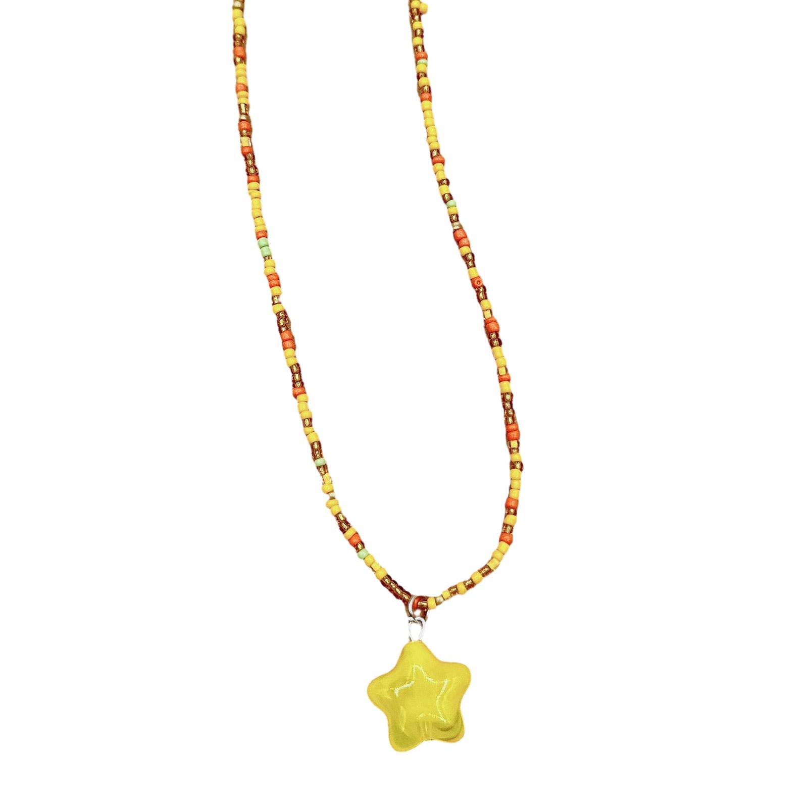 

Colorful Short Beads Necklace Neck Jewelry Five-pointed Star Pendant Necklace Beads Choker Y2K Style Jewelry for Women 1