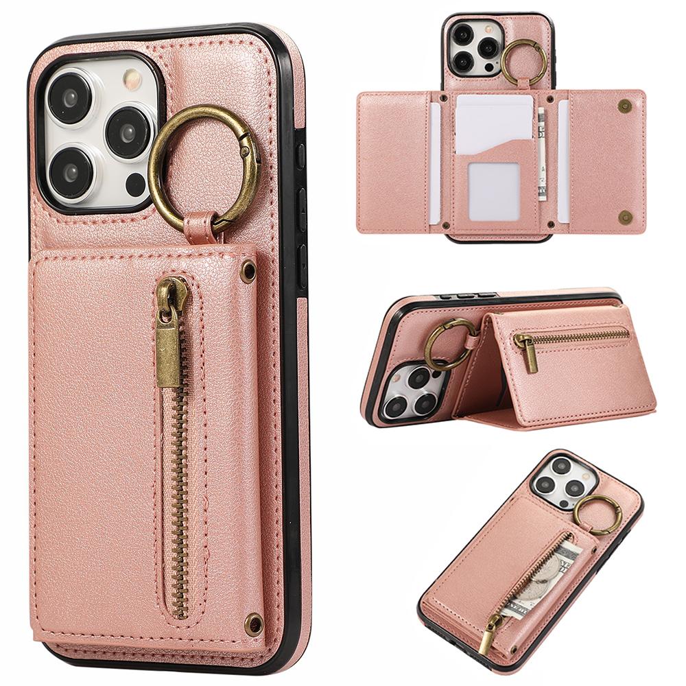 Ring Zipper Wallet Multi Card Flip Leather Case for iPhone 15 14 13 12 11 Pro Max XS MAX XR for Samsung S24 S23 S22 S21 S20 Ultra Plus A14 A13 A53 A54