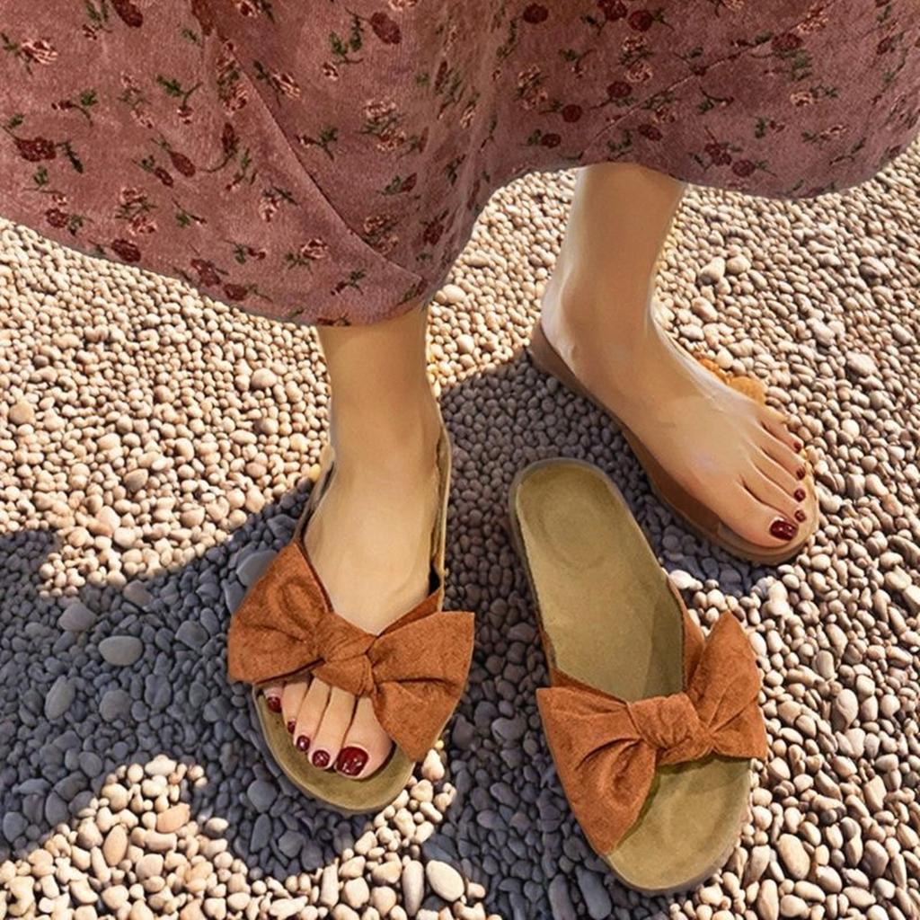 Women Slippers 2026 New Summer Slippers Platform Retro Sandals Fashion Bow Leopard Beach Shoes Women Plus Size Slides Women