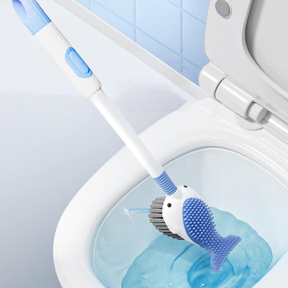 Squirt Whale Toilet Brush 360-Degree Cleaning Brush with Silicone Head Hanging Hole Design Wall-mounted Toilet Clean Brush
