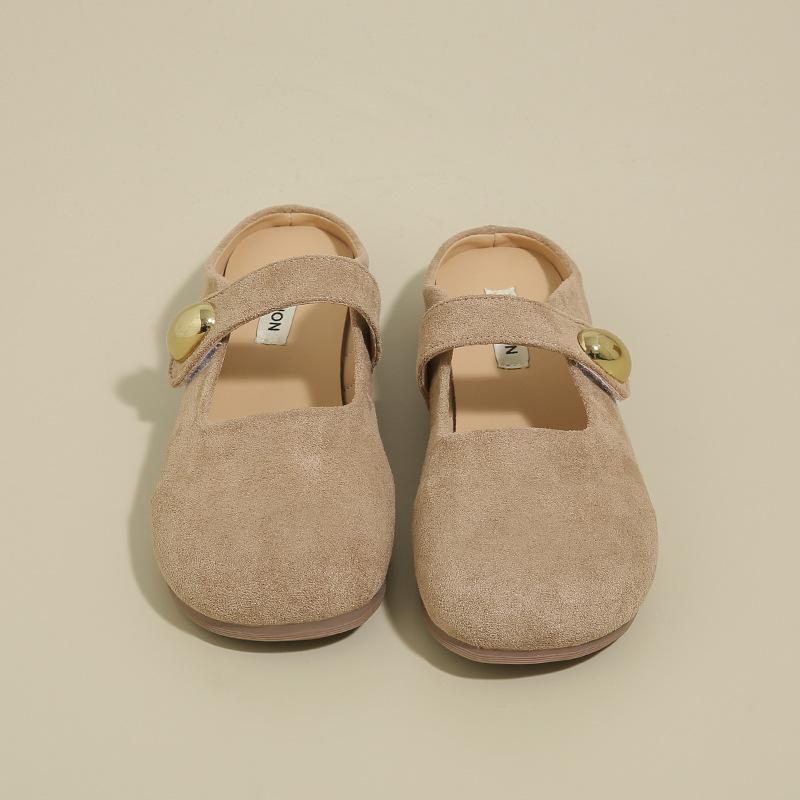 Baotou half slippers women's outer wear 2025 spring and summer new Velcro shallow mouth flat bottom versatile casual one-pedal women's shoes