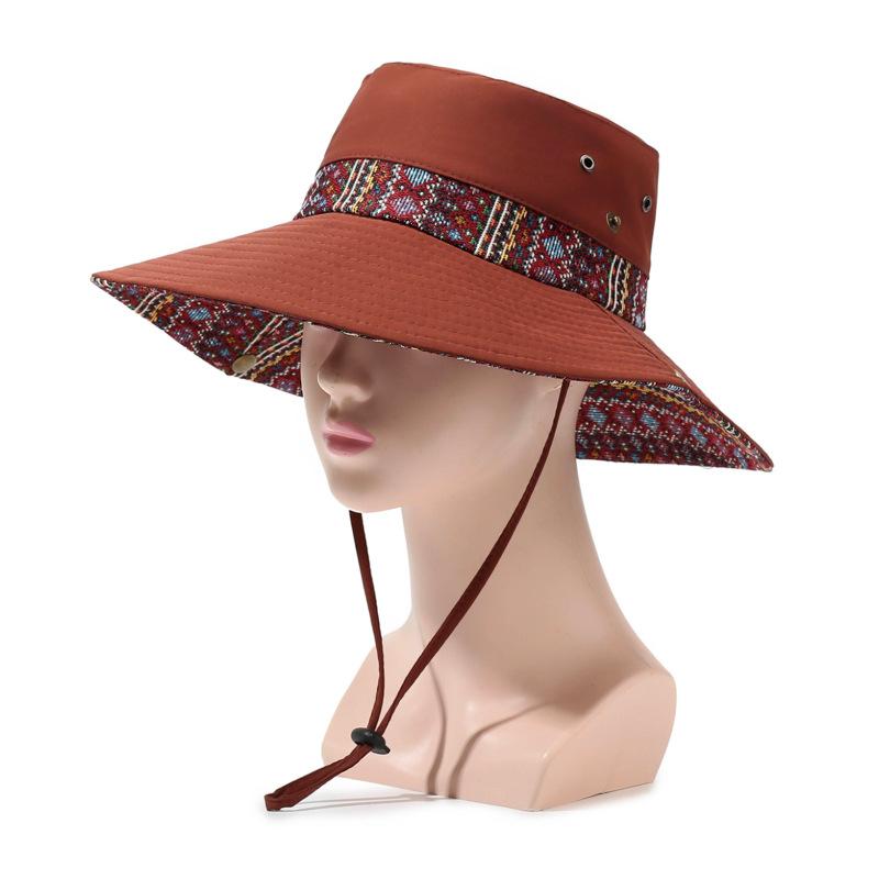 Ethnic Wind Hat Summer Vintage Mountaineering Hat Outdoor Big Brim Sun Hat Sunscreen Sunshade Fisherman Hat