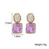 Symmetrical Blue Purple Big Square Rhombus Drop Earrings Female Simple Sparkling Waves Geometric Ear Jewelry