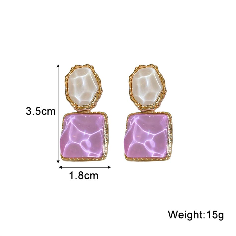 Symmetrical Blue Purple Big Square Rhombus Drop Earrings Female Simple Sparkling Waves Geometric Ear Jewelry