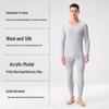 Men's Wool-Silk-Acrylic Seamless Fleece-Lined Warm Underwear Set