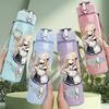 1PC Blonde Magic Girl Anime Character 750ml Color Plastic Sports Water Bottle Leakproof Flip Straw Lid Suitable for Sports Office Home Use