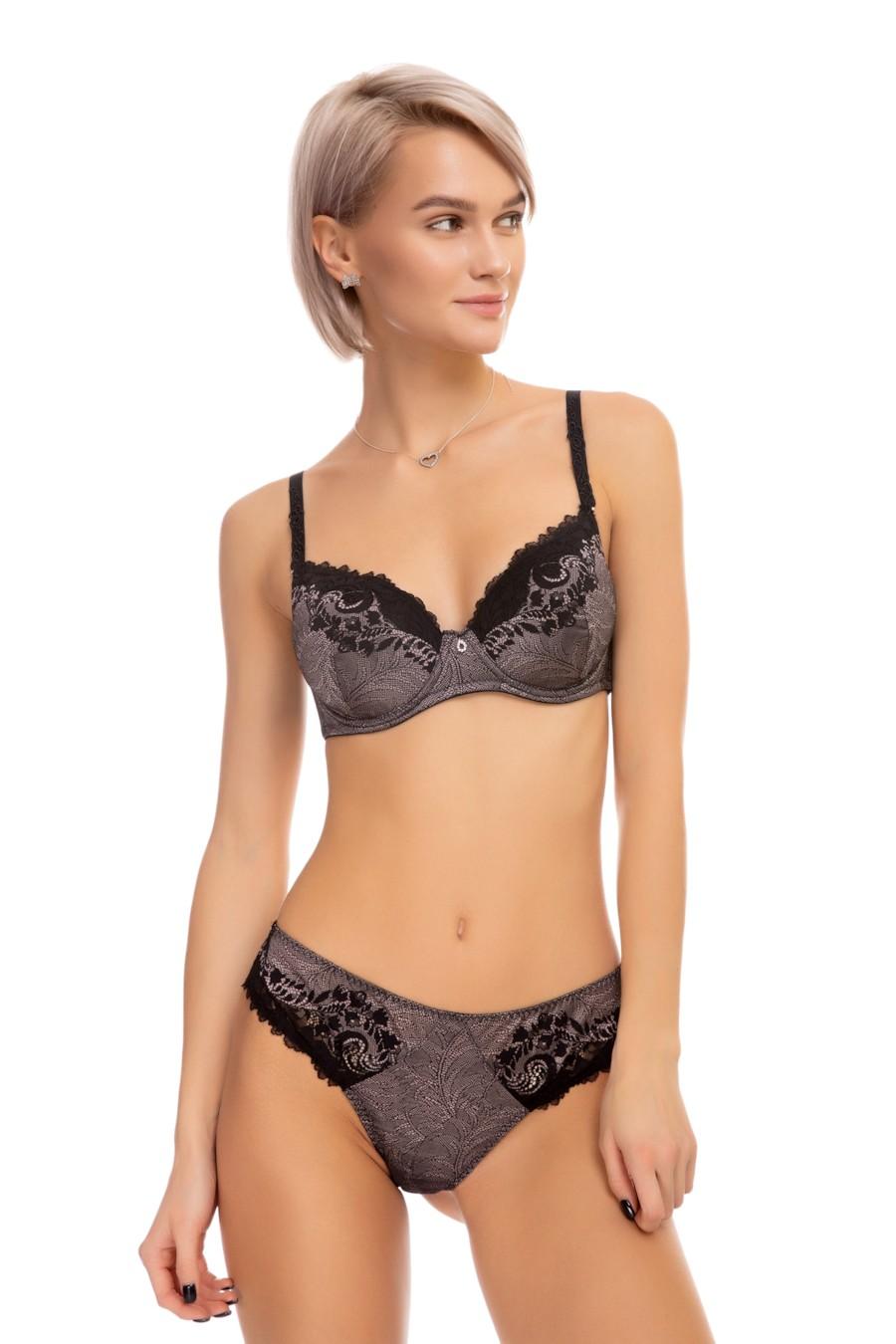 

Комплект білизни: бюстгальтер з ущільненою чашкою та трусики бразіліану Leilieve (57135) 70C/S зелений