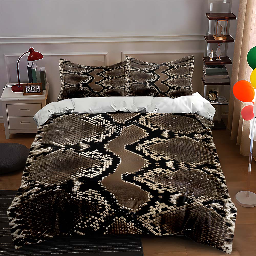Snake skin motif Bedding Duvet cover sets Duvet covers Pillowcases gifts (1 * Duvet Cover 2 * Pillowcases, without duvet insert) 135x200cm