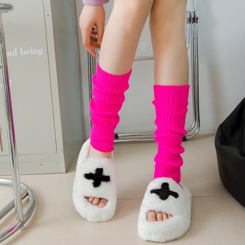 Y2K Harajuku Stil Einfarbige Gestrickte Beinwärmer: Warme lange Socken & Überschuhe für Herbst/Winter