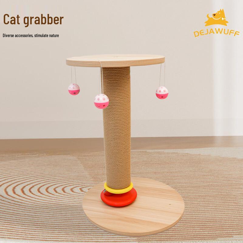 DeJiaWangFu Sisal Cat Scratching Post with Catnip Toy