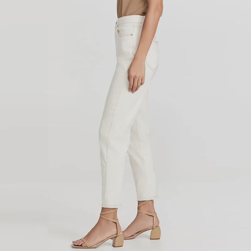 Yellow Floral High-Waist Slim Light Apricot Denim Nine-Point Jeans for Women - 2025 European & American Spring Style.