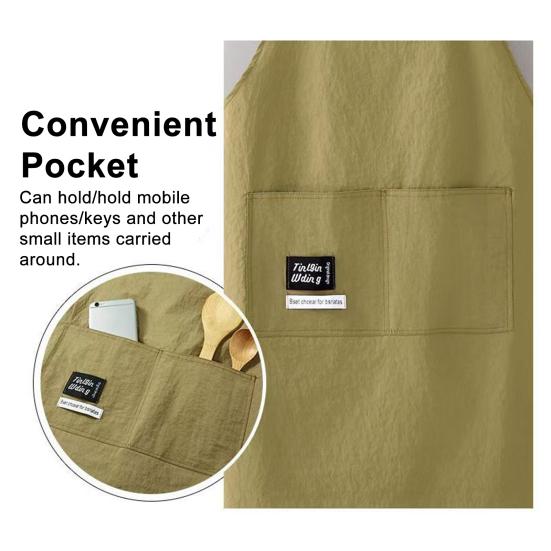 Kitchen Apron Waterproof Cooking Apron with 2 Large Pockets Adjustable Lace-Up Design Oil And Water-Repellent Unisex Apron for Cooking And Outdoor