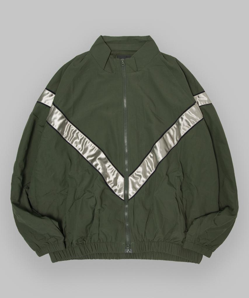 Black Moment Two-Way Classic Nylon Tape Contrast Windbreaker Jacket