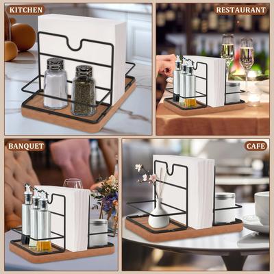 Napkin Holder for Table, Rotatable Metal Napkin Holder Caddy Modern Napkin Dispenser for Table Kitchen Countertop|Coffee Bar