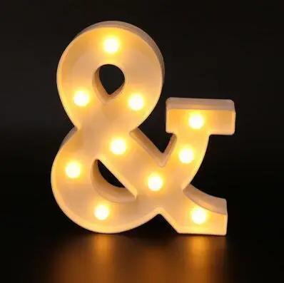 Decorative Letters Alphabet Letter LED Lights Luminous Number Lamp Decoration Battery Night Light Party Baby Bedroom Decoration