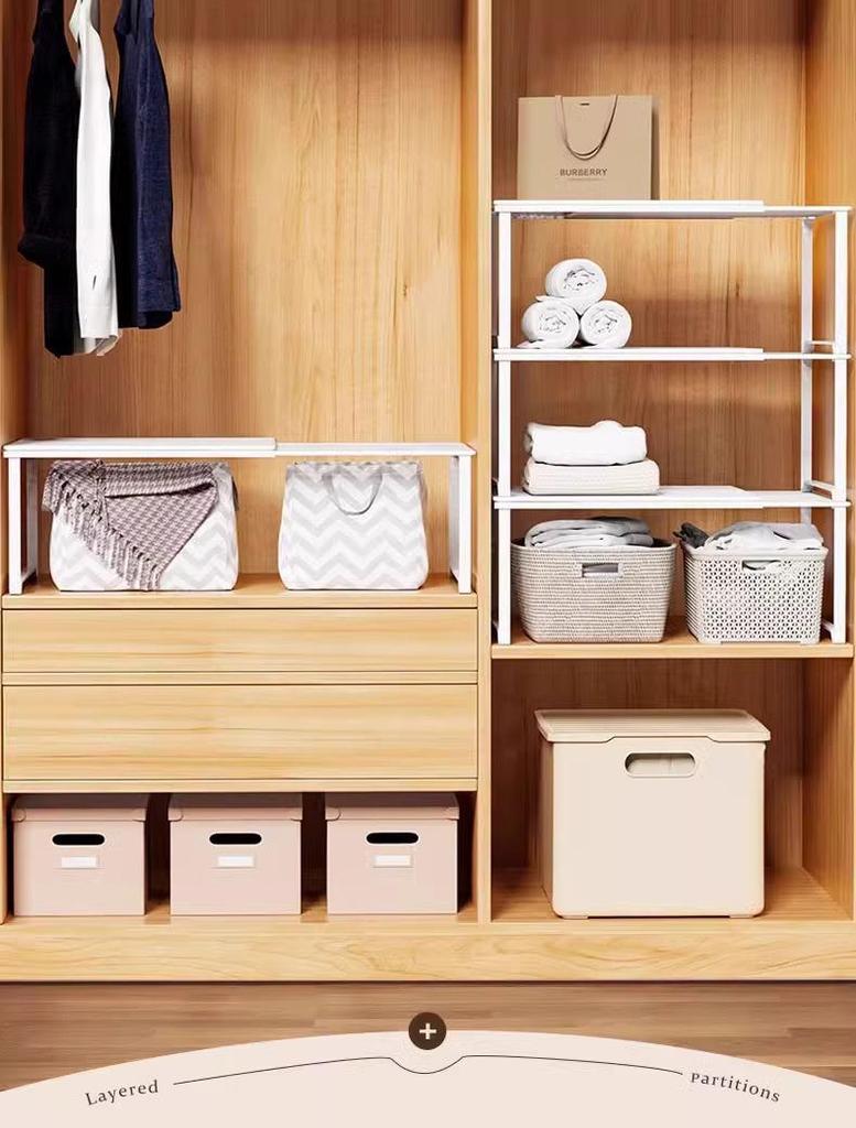 Wardrobe Retractable Partition Shelf: Cabinet Organizer & Shoe Divider Rack