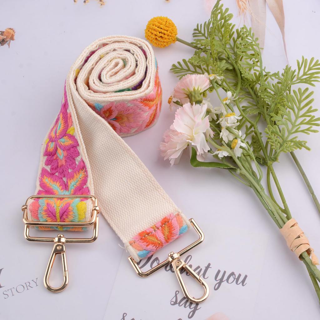HACRAHO Woven Bag 1pc Embroidered Flower Adjustable Bag Replacement Crossbody Strap for Wide Adjustable Shoulder Guitar Strap Strap, Strap, Handbags,