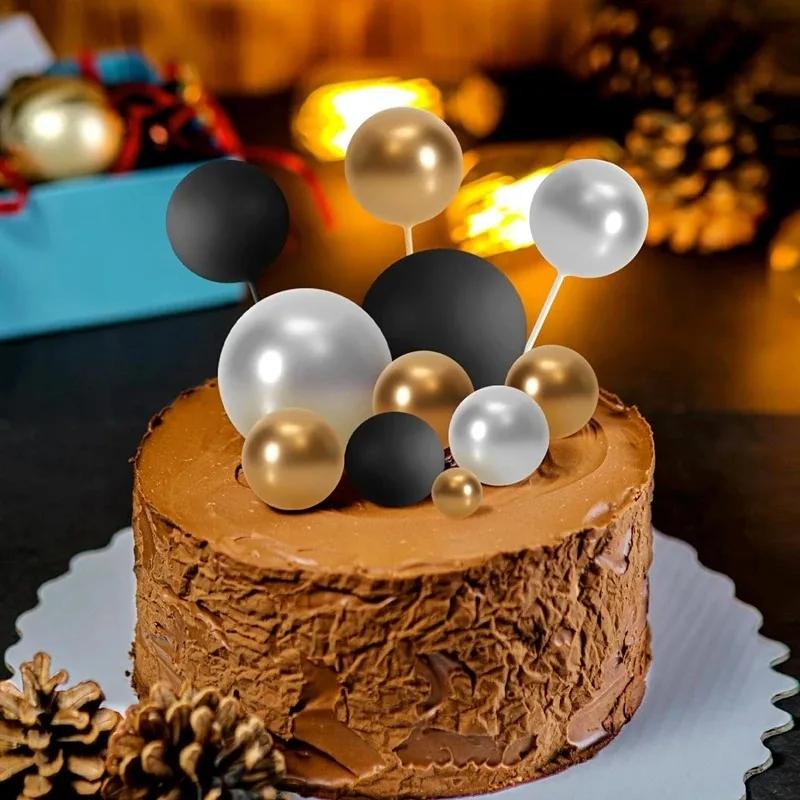 Cupcake Accessories Ball Cake Picks Colorful Pearl Ball-Shaped Toppers Decorative Inserts for Birthday Wedding Party Decorations