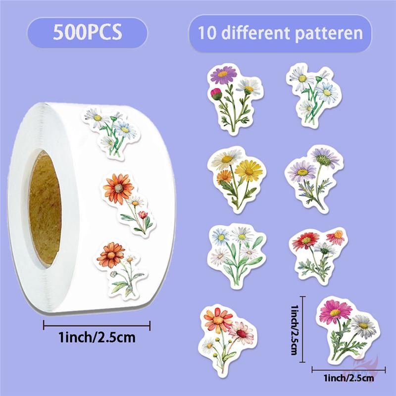 500Pcs/Roll Ins Daisy Bouquets Kids Rewards Stickers - DIY Scrapbooks Album Decor Sealing Label Decals