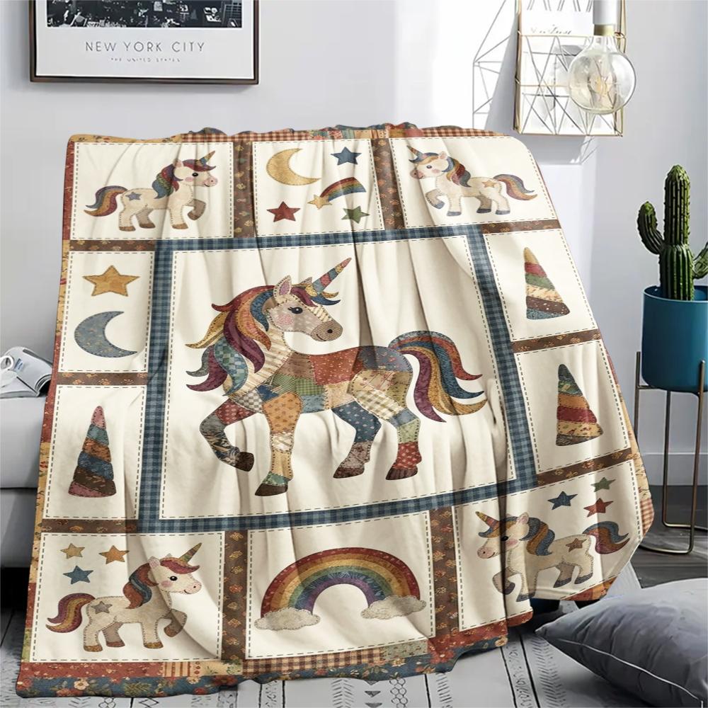 Unicorn Animal Print Flannel Blanket, High Quality Comfortable for All Seasons, Home Decor, Warmth and Comfort, Perfect for Christmas Gifts138
