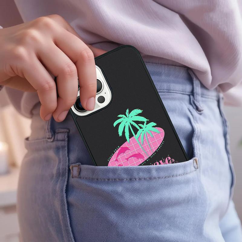 80s Retrowave Neon Palms Tree Phone Case For iPhone 17 Air 15 16e 14 13 Pro Max Coque 12 11 Pro Max PLUS cover