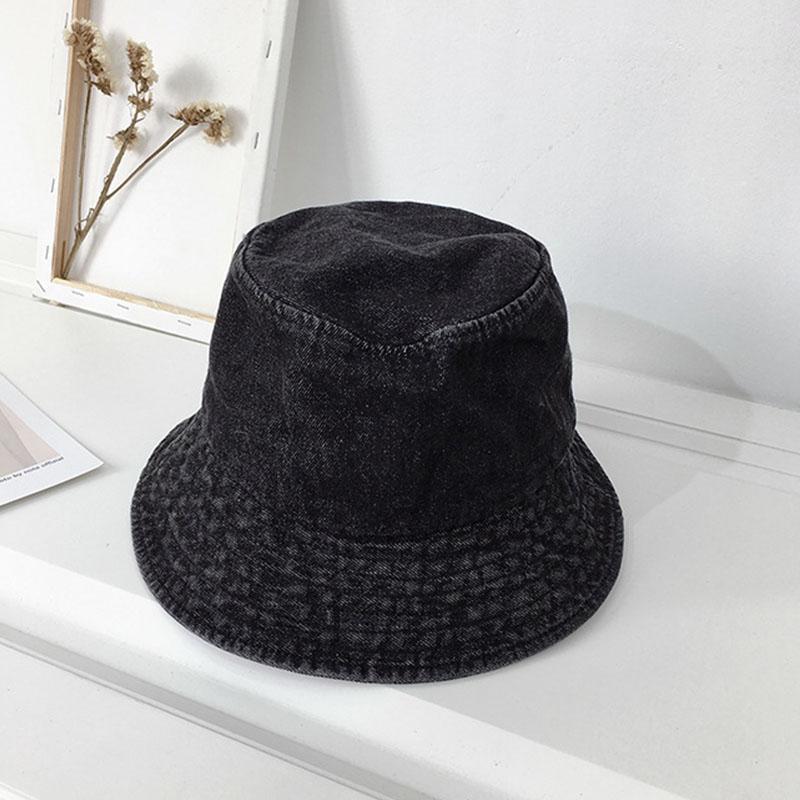 

Жіночий washed cotton denim панама весна літо широкий козирок сонцезахисний ковбойський рибальський кепка інстаграм корейська дівчина вуличний подорожній капелюхи 56-58CM чорний