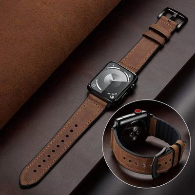 Strap for Apple Watch Band 44mm 42mm 45mm 49mm 41mm 40 46mm Leather+Silicone Correa Bracelet iWatch Serie 11 10 9 Ultra 8 7 6 SE