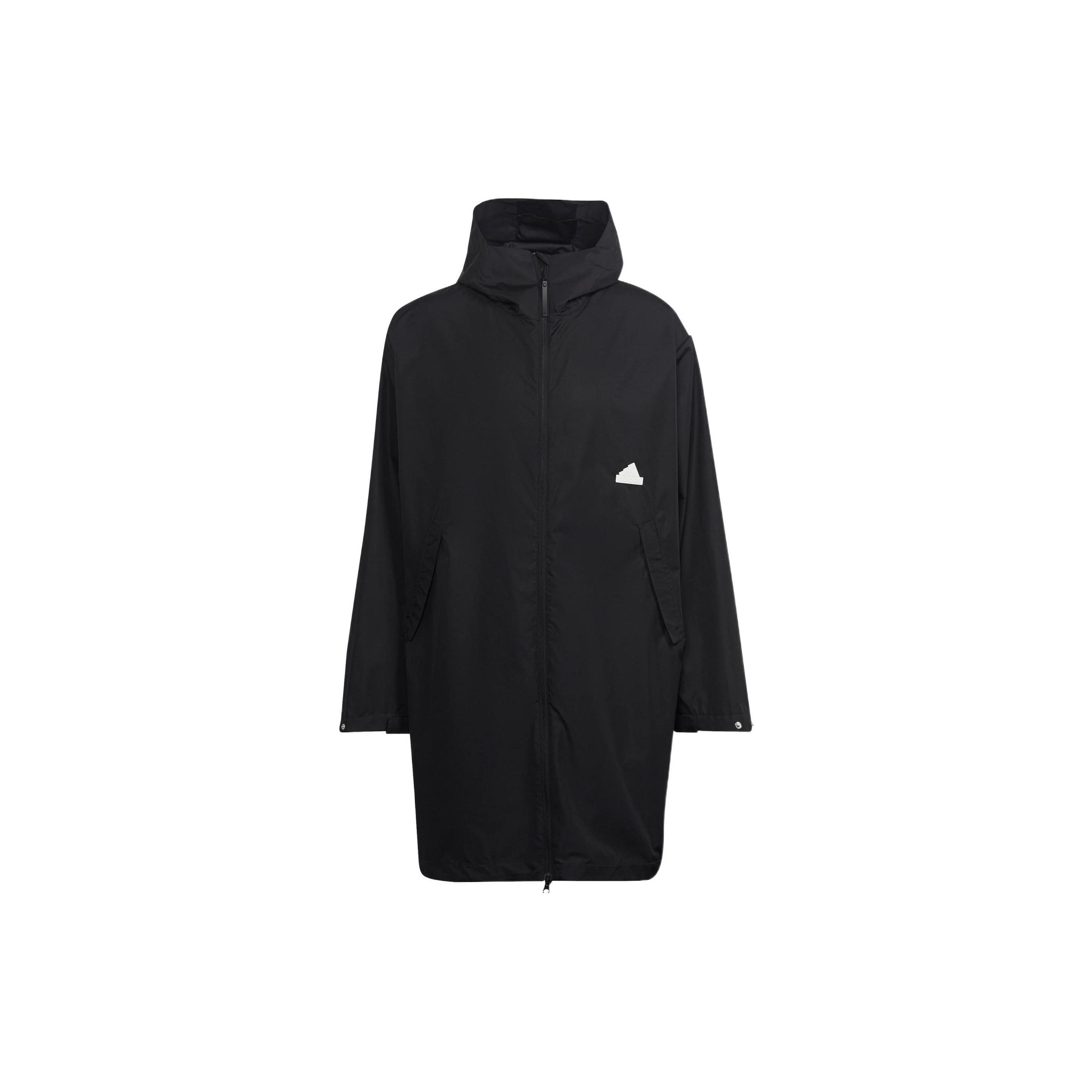 Men s adidas Logo Solid Color Hooded Jacket Windbreaker Black HG2075 L